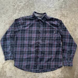 Eddie Bauer Men's XL Plaid Flannel Shirt Long Sleeve Button Down Gray Blue Red